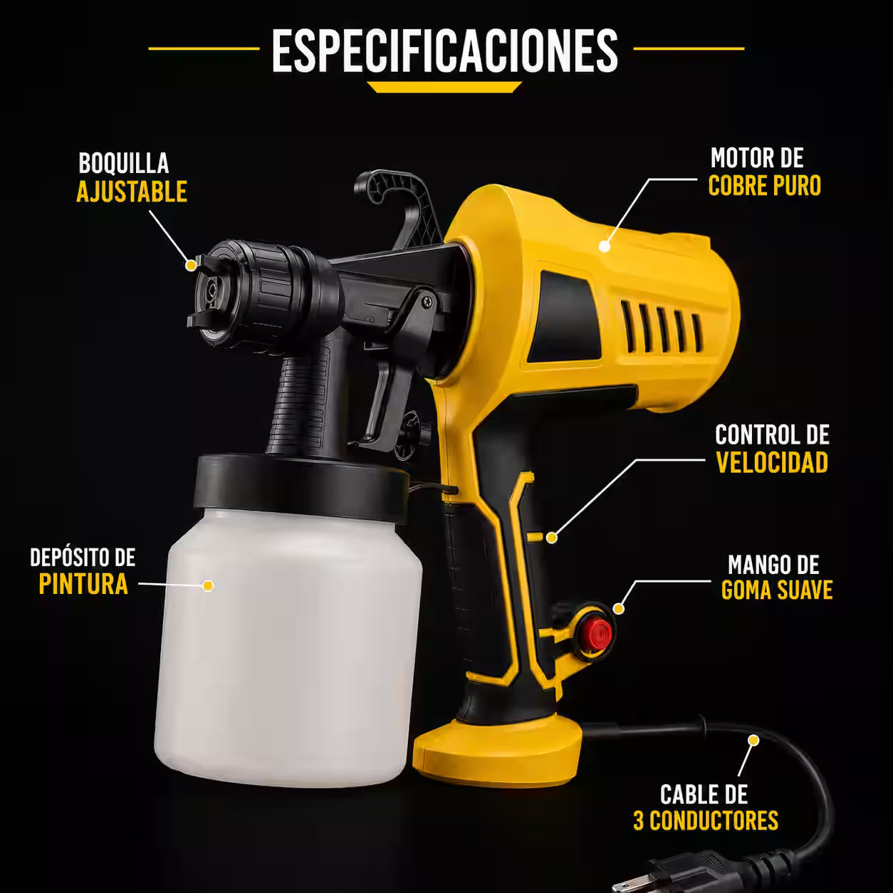 Pistola Eléctrica de Pintura para Acabado Profesional
